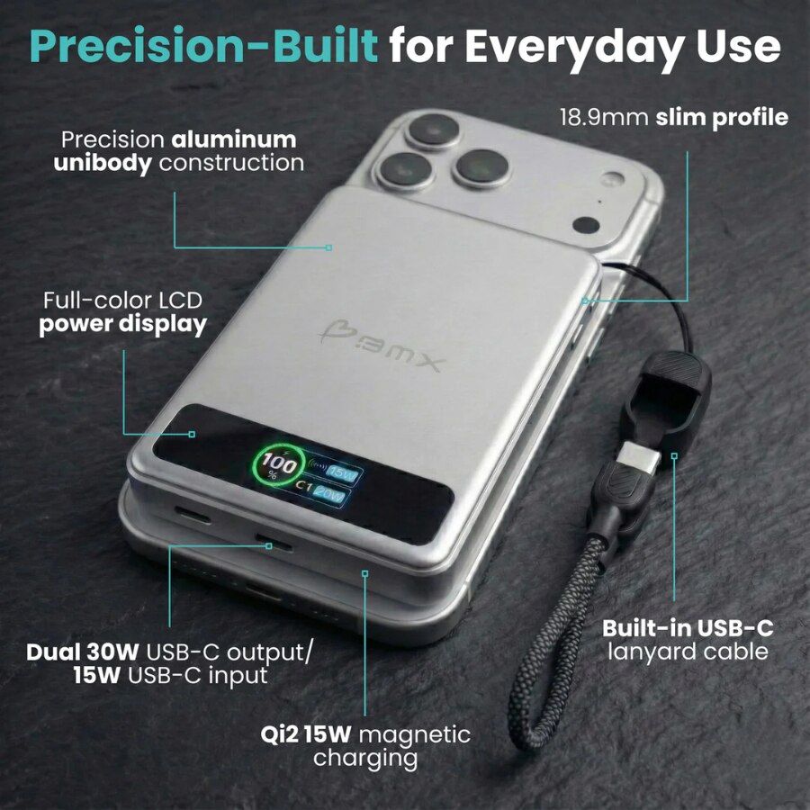 Baterie externa BMX SolidSafe, 10.000 mAh, Tehnologie Solid-State