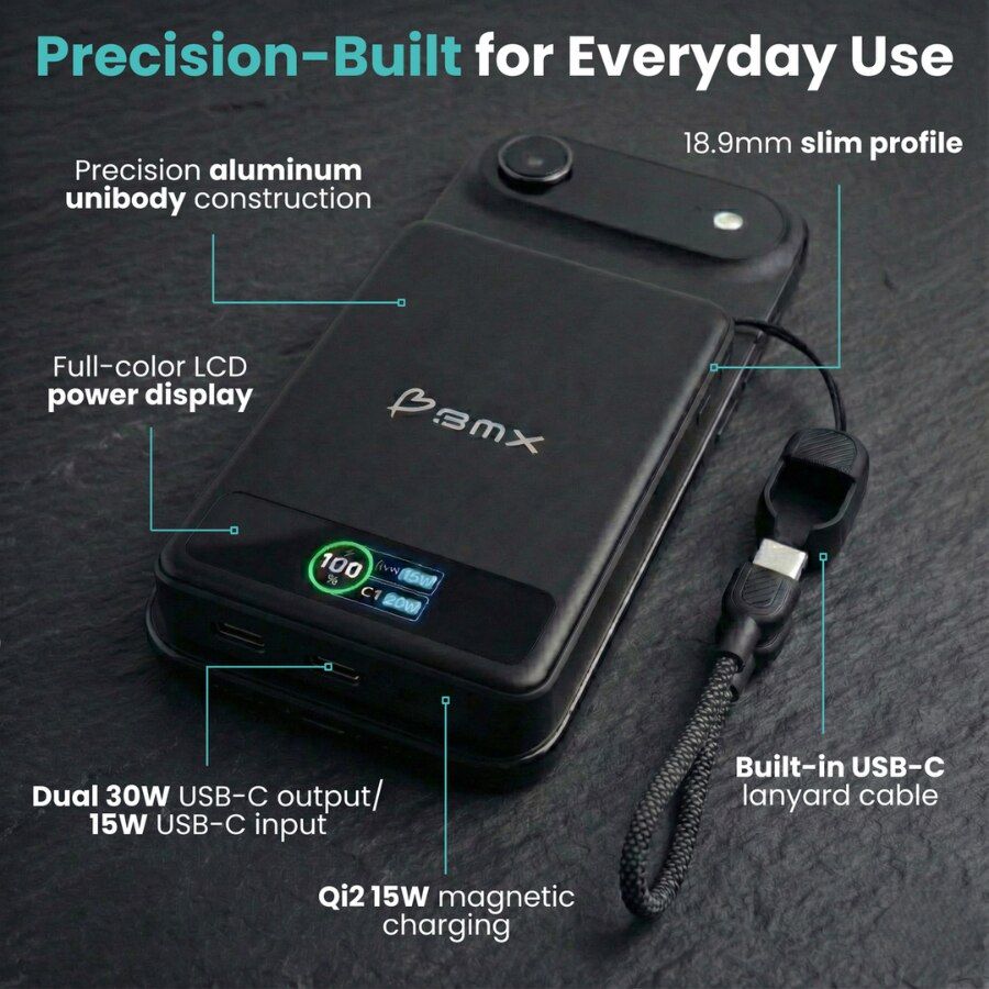 Baterie externa BMX SolidSafe, 10.000 mAh, Tehnologie Solid-State