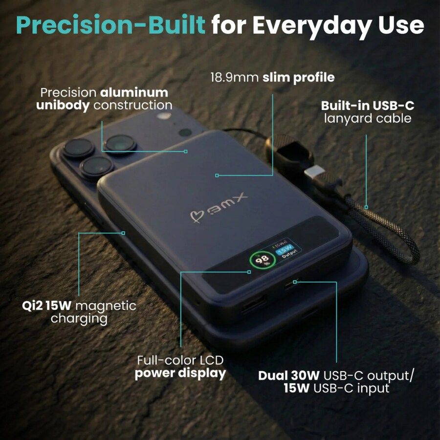 Baterie externa BMX SolidSafe, 10.000 mAh, Tehnologie Solid-State