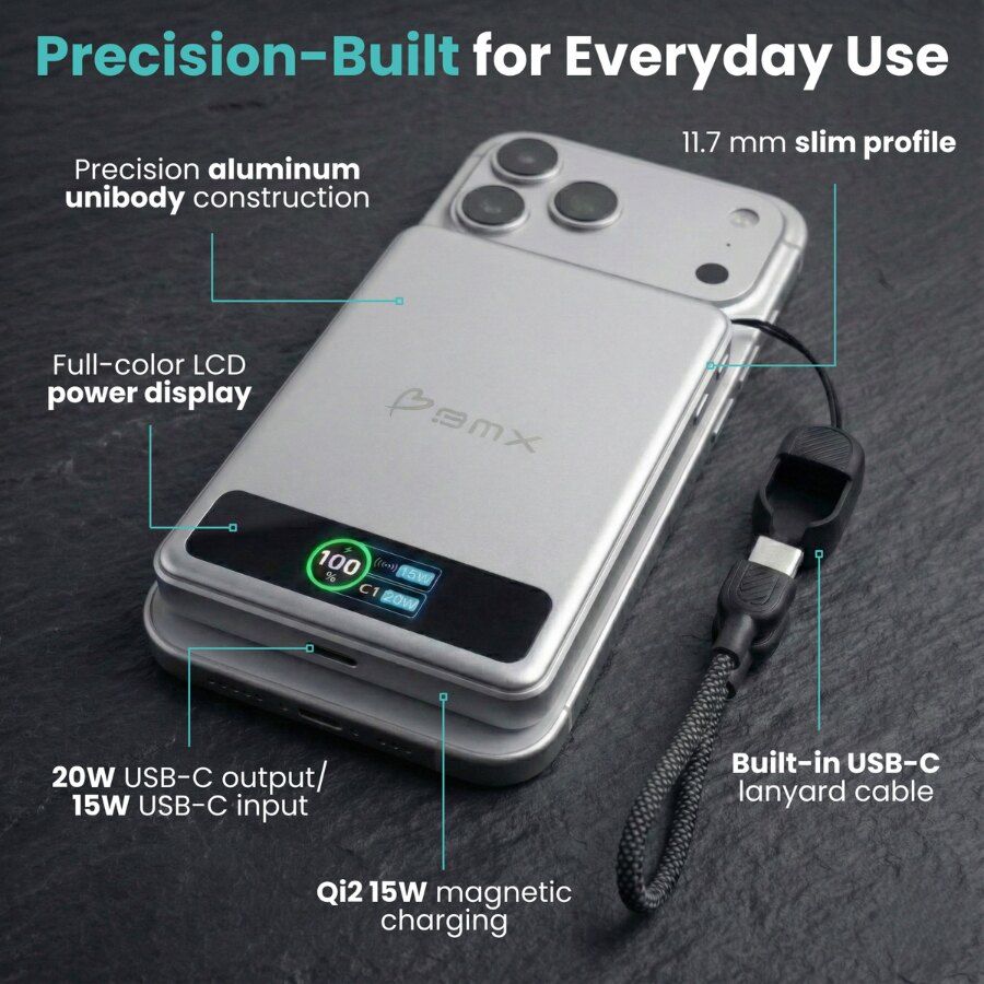 Baterie externa BMX SolidSafe, 5.000 mAh, Tehnologie Solid-State