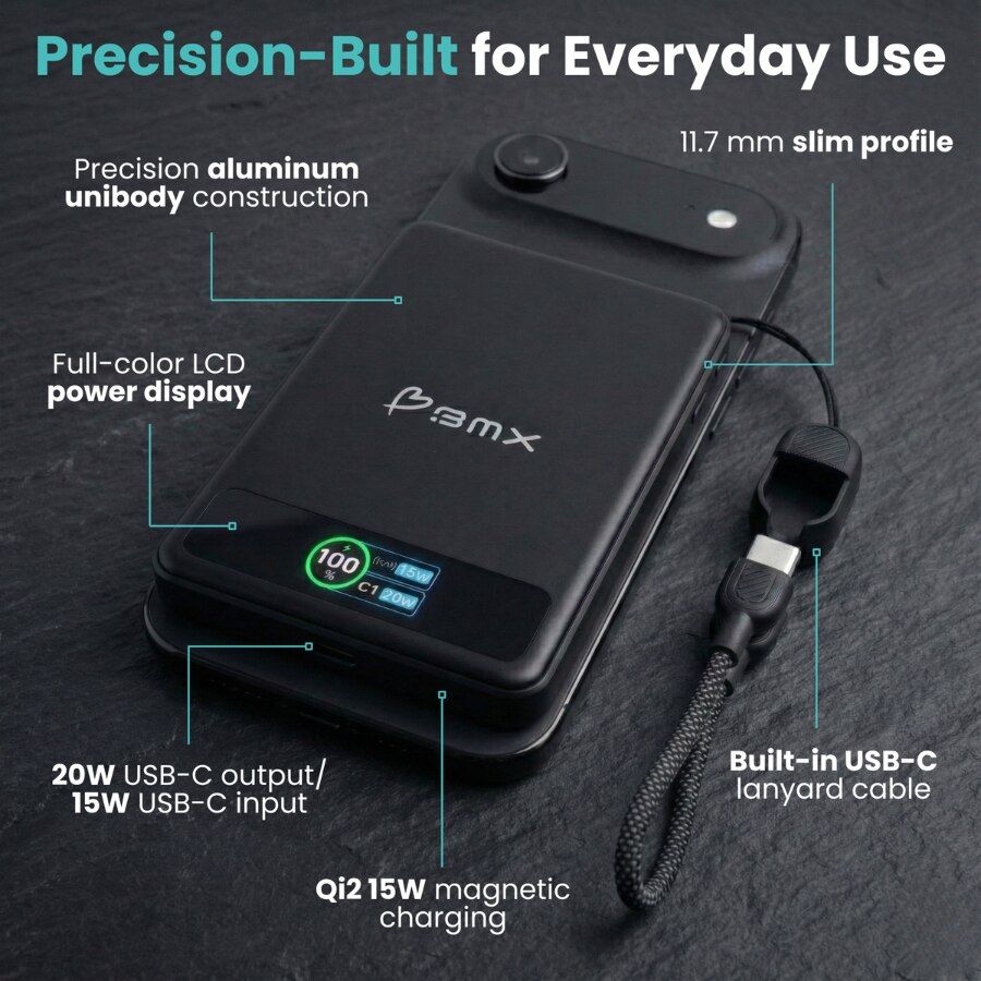 Baterie externa BMX SolidSafe, 5.000 mAh, Tehnologie Solid-State
