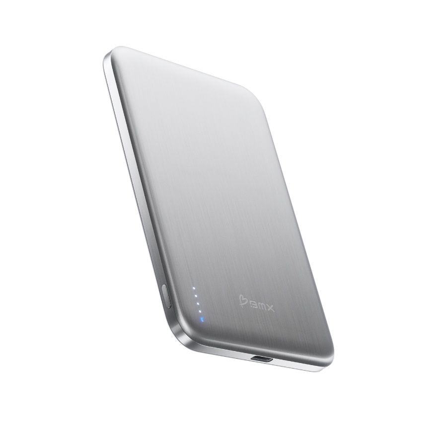 Baterie externa BMX SolidSafe Air Titanium, 5.000 mAh QI2, Tehnologie Solid-State
