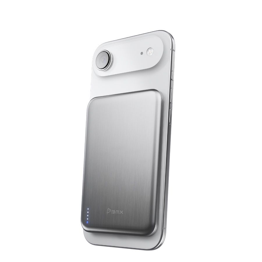 Baterie externa BMX SolidSafe Air Titanium, 5.000 mAh QI2, Tehnologie Solid-State