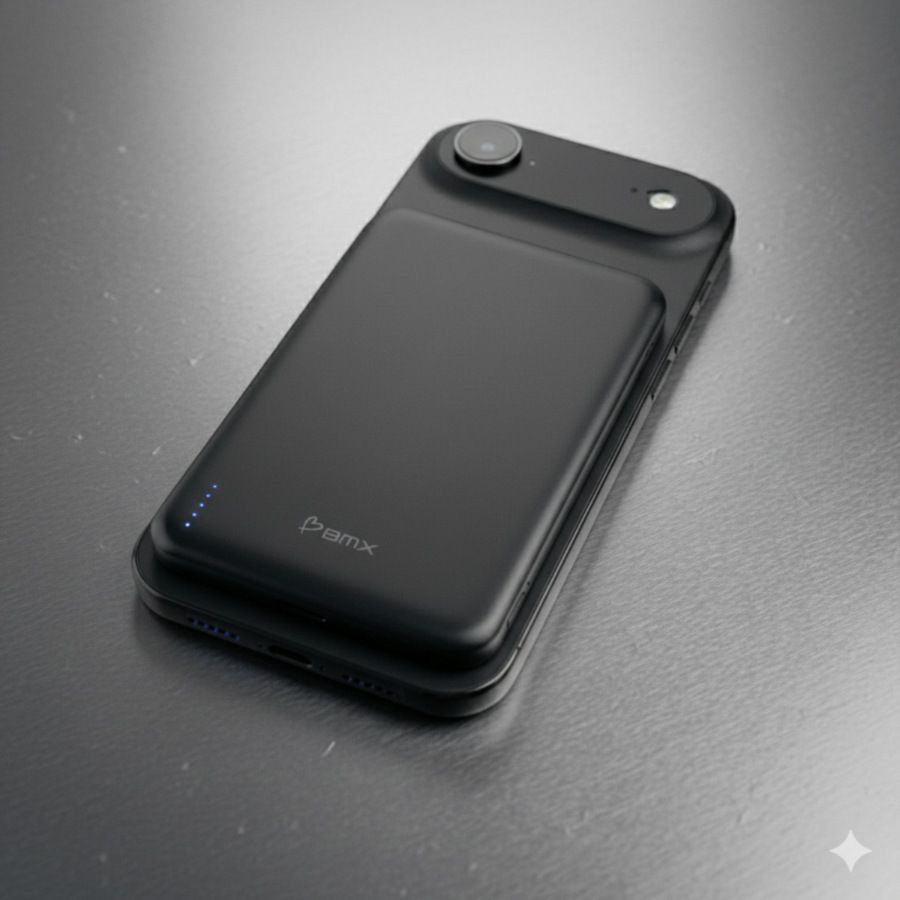 Baterie externa BMX SolidSafe Air Titanium, 5.000 mAh QI2, Tehnologie Solid-State